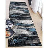 Mazovia Läufer Läufer Flurläufer Modern für Vorzimmer 70 cm Breit Grau Blau, 70 x 100 cm, Kurzflor, Meterware, Höhe 8 mm