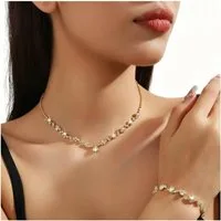 Zaewry Schmuckset Brautschmuck-Set: Wellenförmige Halskette und Armband, geeignet für Hochzeiten, Bälle und Partys