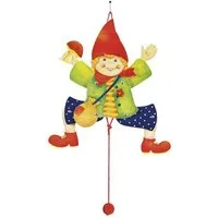 goki Spielfigur Hampelfigur Junge Holz-Hampelmann bunt, (Stück, 1-tlg., 1), Zieht man an der Schnur, so schlenkern Arme und Beine!