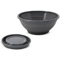 Coolinato Schüssel Faltbare Silikonschüssel in grau, 100% Platin Silikon, Platzsparendes Küchenutensiel, Ø 16cm