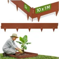 Arebos Rasenkante Cortenstahl Rasenkante 10m – flexible Beet & Rasenbegrenzung, Rostpatina, wetterfest, stabil, flexibel, einfache Montage