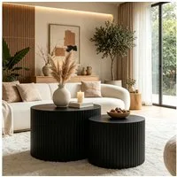 WILLIAMSPACE Couchtisch Carno MDF Couchtisch Set, rund & ineinander schiebbar platzsparend