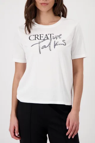 monari - T-Shirt mit Schmuckschrift - Gr. - 42