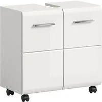 welltime Waschbeckenunterschrank FLORENZ, Breite 60cm, inkl. Siphonausschnitt, mit Türen oder Schüben (TOPSELLER) hochwertige MDF Front, Griff schwarz, Badschrank, Bad
