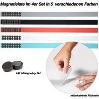 Master of Boards Magnettafel Magnetleisten, 5 Farben & 2 Größen, Magnet, Leisten, Inklusive 32 Magnete