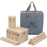 Wellgro Kubb Spiel Laser Gravur inkl. Spielanleitung Spielbausteine