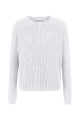 Rich & Royal - Seamless Crew-neck Half Cardigan pearl white - Gr. - XS
