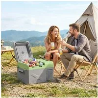 Outsunny Kühlbox 12 Liter, mit Anschluss, Kühlhaltefunktion, 12 l, für Auto Steckdose LKW Camping Boot Grau+Grün
