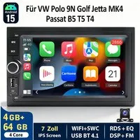ESSGOO 7'' Android 15 Autoradio VW Golf 4 Polo 9N Passat B5 Wireless CarPlay Autoradio (RDS, 4+64GB(optional), Digitalradio (DAB), FM, SWC, Apple Carplay Android Auto GPS Navi WIFI BT EQ mit USB- und Type-C)