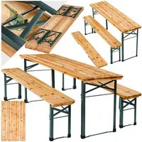 tectake Bierzeltgarnitur Bierzelt-Set "Sissi" - Klappbar für bis zu 8 Personen, (Set., 3-tlg., Optik klassisch in Braun), Widerstandsfähige Stahlgestelle mit schützender Beschichtung