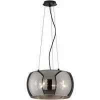 FISCHER & HONSEL LED Pendelleuchte, Dimmfunktion, LED wechselbar, Warmweiß, mehrflammig mit Lampenschirm rund Rauch-Glas Ø40cm, hängend 160cm lang