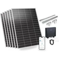 Sunshare Balkonkraftwerk Ray Lite Balkonkraftwerk 1200 W mit Halterung – 6×200 W, Plug-&-Play, 200 W, Monokristallin N‑Typ TOPCon, (Balkonkraftwerk, 1200 W Balkonkraftwerk mit Mikro‑WR, WLAN und Halterungen), Effizient, schwachlichtstark, kompakt – m