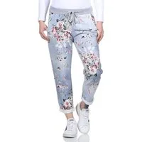 CLEO STYLE Jogginghose Damen Jogginghose 2581 36-40 Hellblau / Blume