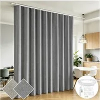 Lapamax Gardine 100 % Blickdicht Raumteiler Vorhang mit Schienen, Divider Raumtrenner, Thermo Verdunklungsvorhang mit Kräuselband, Sichtschutz