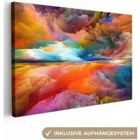 OneMillionCanvasses® Leinwandbild Kunstdrucke - Ölfarbenoptik - Abstrakt - Wolken, Fotodruck (1 St), Leinwand Bilder Klein, Wand Dekoration Aesthetic 30x20 cm