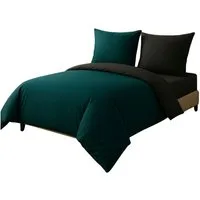 Leonado Vicenti Bettwäsche Luxus Satin-Bettwäsche aus 100 % Baumwolle, Satin, 2 teilig, Wendebettwäsche, hochwertig, dezenter Glanz, Unifarben, Anthrazit