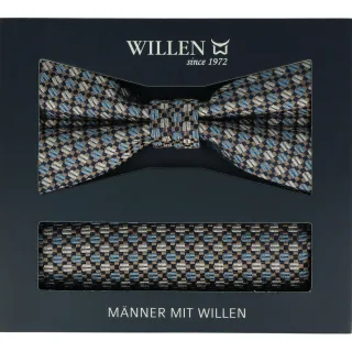 Willen - Schleife und Einstecktuch,Schleife blau,Schleife Hochzeit,Schleife Anzug,Schleife Hemd mittelblau - Gr. - OS