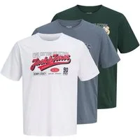 Jack & Jones T-Shirt JJELOGO TEE SS O-NECK 2 COL AW26 3PK MP (Packung, 3-tlg) aus Baumwolle, mit geradem Abschluss