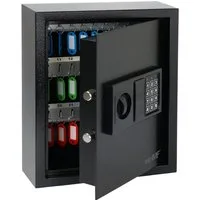 HMF Schlüsseltresor Schlüsseltresor mit Zahlencode, Schlüsselsafe (48 Haken, inkl. Schlüsselanhänger), mit Elektronikschloss, 36 x 30 x 10 cm, Schwarz