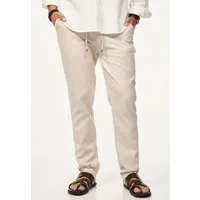 behype Leinenhose im Chinohosen Stil mit Gummibund & Kordel Herren luftige Stoffhose als Sommerhose - Freizeithose