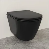 Alpenberger WC-Komplettset Spülrandloses WC – Toilette mit WC Deckel mit Absenkautomatik Schwarz, wandmontage, (Kloschüssel mit WC Sitz Schwarzes Klo), Hänge WC Schwarz Matt für Bad und Gäste WC