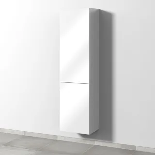 Sanipa 3way Stauraumschrank mit 1 Tür und 1 Wäschekorbklappe, Weiß-Glanz SF18478