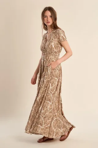 molly bracken - Langes bedrucktes Kleid beige/braun - Gr. - M