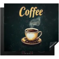 MuchoWow Herd-Abdeckplatte Kaffee - Schale - Kaffeebohnen - Retro, Vinyl, (1 tlg), Abdeckplatte für Ceranfeld, Herd Inductionsmatte, 60x50 cm