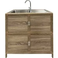 HTI-Living Outdoor-Küchenmodul Spüle L Gerti Sonoma (Stück, 1-St., 1 Outdoorspüle) Gartenspüle Campingspüle Messespüle