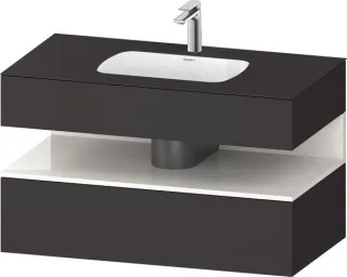 Duravit Qatego Einbauwaschtisch mit Konsolenwaschtischunterbau Graphit Supermatt 1000x550x600 mm - Q QA4786022800000