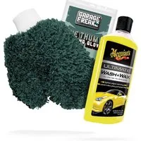 detailmate Auto Waschhandschuh Waschset - Garage Freaks + Autoshampoo Meguiars Auto-Reinigungsmittel (Autowäsche - Reinigungs Set - Mikrofaser - Auto Reinigung)