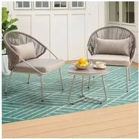 Avestar Balkonset 3-tlg. Bistro-Set mit Tisch und 2 Stühlen, Gartenset, Terrassenset, (3-tlg), Rattanstühle mit Kissen für Terrasse und Garten