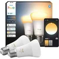 Philips Hue LED-Leuchtmittel White Ambiance 1100lm smarte Lampe, E27, 2 St., Farbwechsler, Vollspektrumlicht 1000K-20000K