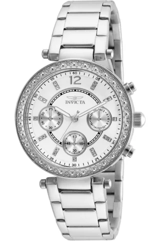 Invicta Angel 21386 Damenuhr - Quarzwerk - Edelstahl mit weißem Zifferblatt - 36 mm
