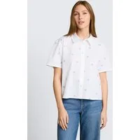 TOM TAILOR Denim Kurzarmbluse Blusen & Shirts Boxy Fit Hemdbluse mit Stickereien