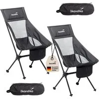 Skandika Campingstuhl 2er-Set Compact, Klappstuhl, Gartenstuhl, Faltstuhl, Outdoor, Balkon (Organizer-Tasche, Cool-Mesh-Einsätze, Kunststofffüße mit Schutztellern), bis 150 kg, klein, leicht, Anglerstuhl, stabil, gepolstert, Camping