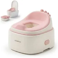 relaxdays Toilettentrainer Töpfchen 4-in-1 Dino mit Deckel, Rosa