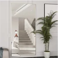 CASSILANDO Ganzkörperspiegel Rechteckspiegel mit Ständer, stehend oder wandmontiert, 165*59cm Aluminiumlegierung dünnen Rahmen, gehärtetes Glas