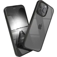 EAZY CASE Handyhülle Bumper Case für Apple iPhone 15 Pro Max 6,7 Zoll, Hülle Durchsichtig kratzfest Back Cover mit Displayschutz Schwarz
