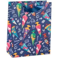 Idena Tragetasche Geschenktasche - Schultüte blau, 18 x 23 x 8 cm, 210g/m²