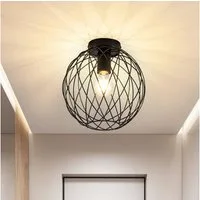 Nettlife Deckenleuchte 1 Flammig Deckenlampe Vintage Flurlampe Schwarz Flur Küchelampe, LED wechselbar, Flur Schlafzimmer Küche