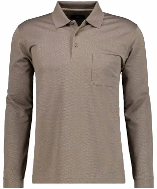RAGMAN - Poloshirt langarm schlammstein - Gr. - XL