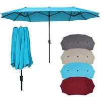 Puluomis Sonnenschirm Balkonschirm ohne Ständer Strandschirm Gartenschirm UPF 50+ mit Kurbel, LxB: 400x200 cm, Sommer, wasswedicht grau/beige