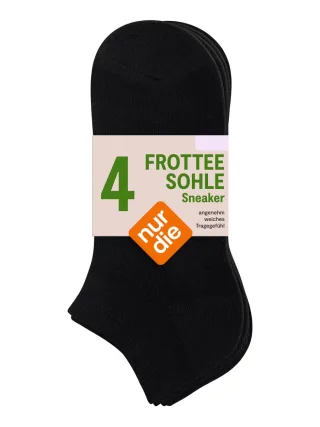 NUR DIE Unisex Sneakersocken Frotteesohle 4er Pack