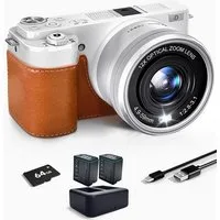 FANNOU Digitalkamera 4K Digital Fotokamera mit 12X Optischer Zoom und WLAN Kompaktkamera (64 MP, 12x opt. Zoom, Autofokus Kamera mit schutzhülle, 2 Akkus und Ladegerät für Einsteiger)
