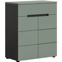 furnling Schuhkommode Schuhschrank Cano, mit 2 Türen, 4 Fächer, 1 Schublade, grau/grün, Schuhregal, Flurmöbel