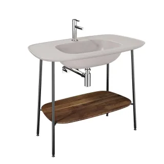 VitrA Plural Set 100 cm Waschtischunterbau + Möbelwaschtisch Eiche Dunkel Sandbeige Matt,81027 81027