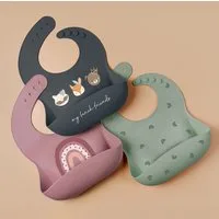 Artee Lätzchen Lätzchen 3er Set aus Silikon mit Auffangtasche