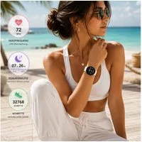 XCOAST Flache Frauen Smartwatch für schmale Handgelenke, Damen Smartwatch (4,2 cm) Fitnesstracker Damen, Valentinstag Geschenk, 2-tlg., neueste Generation, wasserdicht, ultra flach, Puls, Blutdruck, brillante Farben, AMOLED, 7 Tage Akku