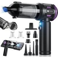 Vivitar Akku-Handstaubsauger 4-in-1, mit 3 Saugstufen, bürstenloser Motor, USB-C Ladung 6000mah, AKKU, mit Blasfunktion, kompakter Tischstaubsauger für Auto, Zuhause, Sofa, Tastatu, faltbar, leicht, mit verschiedenen Düsen, Bürsten. 3 waschbaren Filt